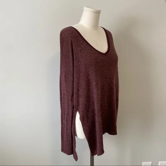 Aritzia Wilfred Sherbrooke V-Neck Shirt Sweater Maroon - Picture 5 of 10